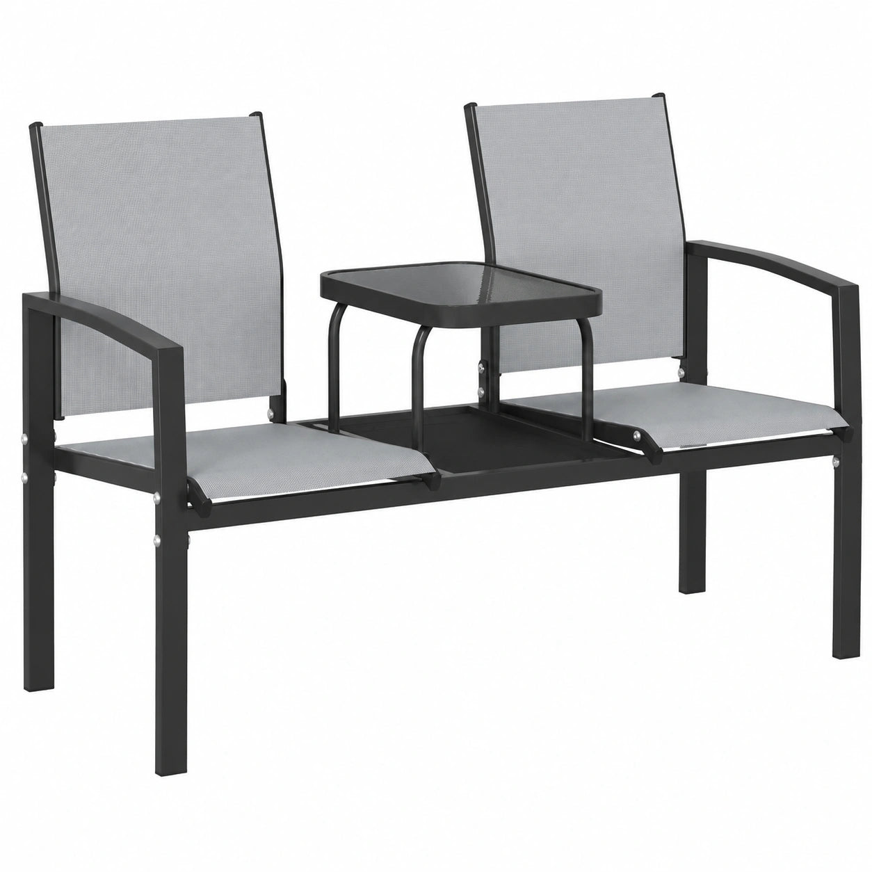 Gartenbank für Zwei mit Tisch, Wetterfest, 240kg, Grau, Outsunny