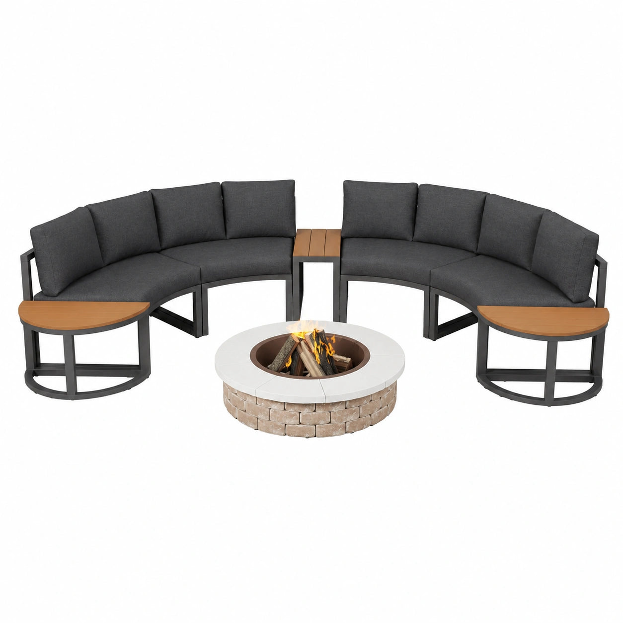 Elegantes Garten-Lounge-Set mit verstellbaren Füßen, graue Sitz- und Rückenkissen, für 4-6 Personen