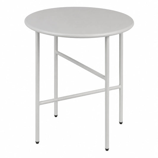 Moderner runder Outdoor-Beistelltisch Ø 44 cm – Kratzfeste Tischplatte, stabil für Garten und Balkon – Hellgrau