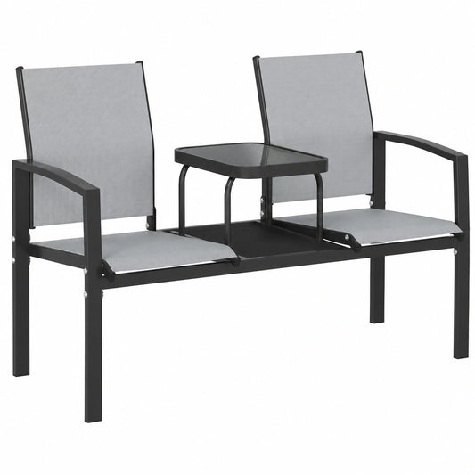 Gartenbank für Zwei mit Tisch, Wetterfest, 240kg, Grau, Outsunny