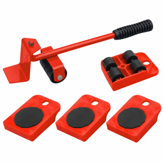 Meister Möbelroller-Set 5-tlg - 4 Transportroller & 1 Hebewerkzeug - 150 kg Tragkraft pro Stück - Rutschfest - Einfaches Verschieben für Umzüge