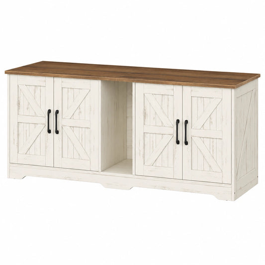 Katzenklo-Schrank für zwei Katzen, versteckte Möbel in Holzoptik mit Kratzmatte, Beistelltisch für Wohnzimmer und Schlafzimmer, 140 x 50 x 55 cm, Braun/Weiß