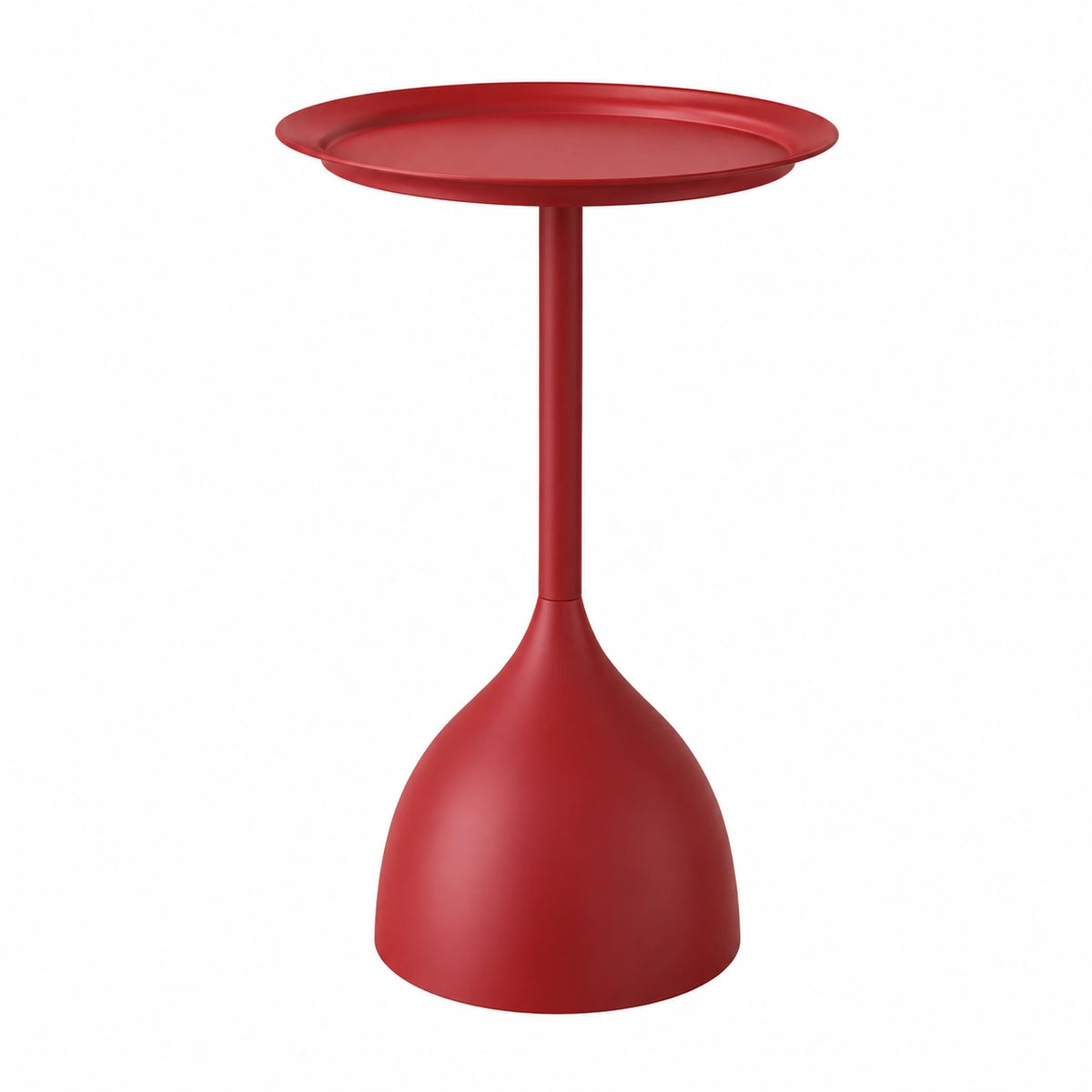 Moderner Runder Beistelltisch 2er Set aus Metall in Rot, Wetterfester Couchtisch für Wohnzimmer und Balkon, Höhe 42 und 60 cm, Ø 40 cm