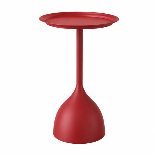 Moderner Runder Beistelltisch 2er Set aus Metall in Rot, Wetterfester Couchtisch für Wohnzimmer und Balkon, Höhe 42 und 60 cm, Ø 40 cm