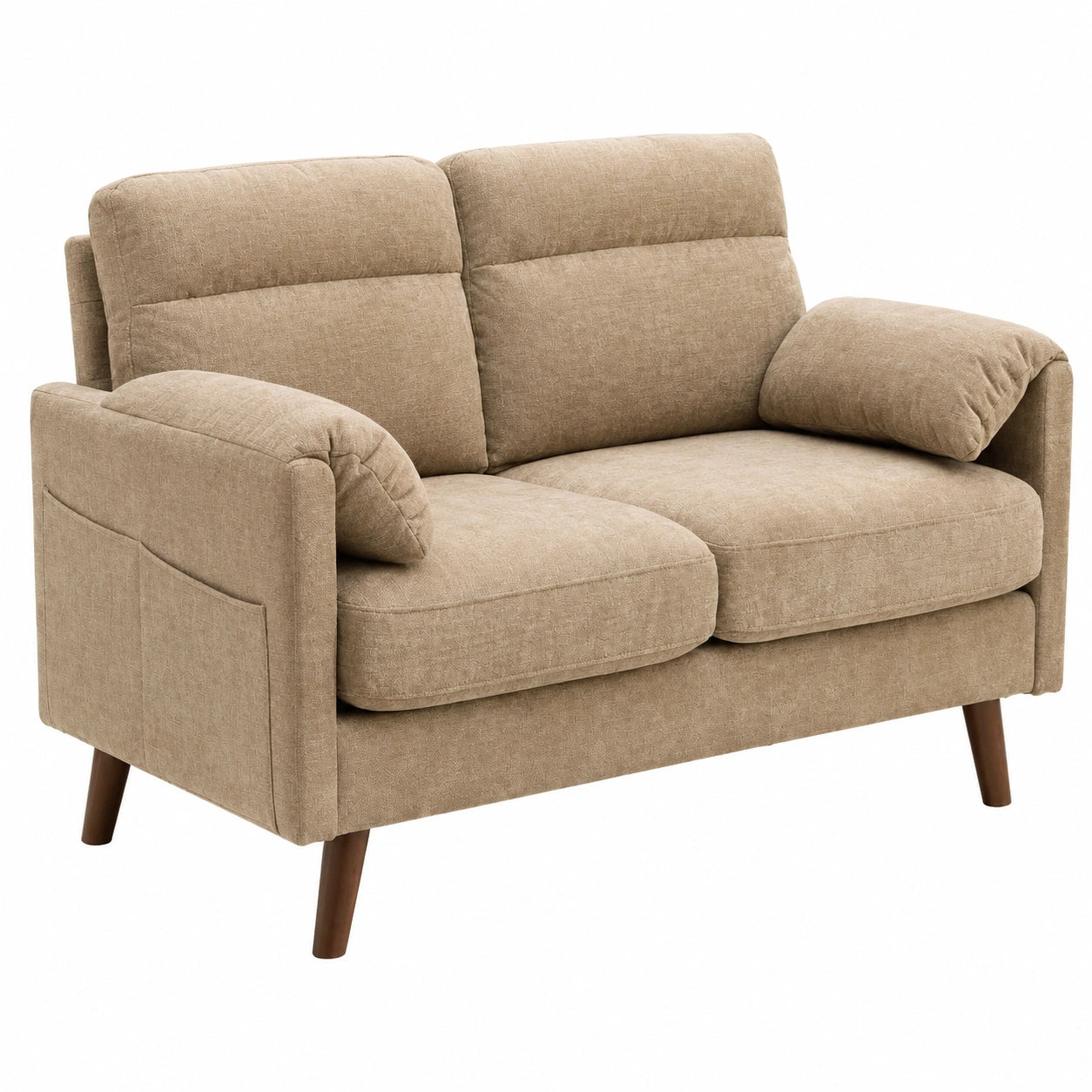 Kompaktes 2-Sitzer Sofa aus Leinen, Braun, für Büro und Wohnräume