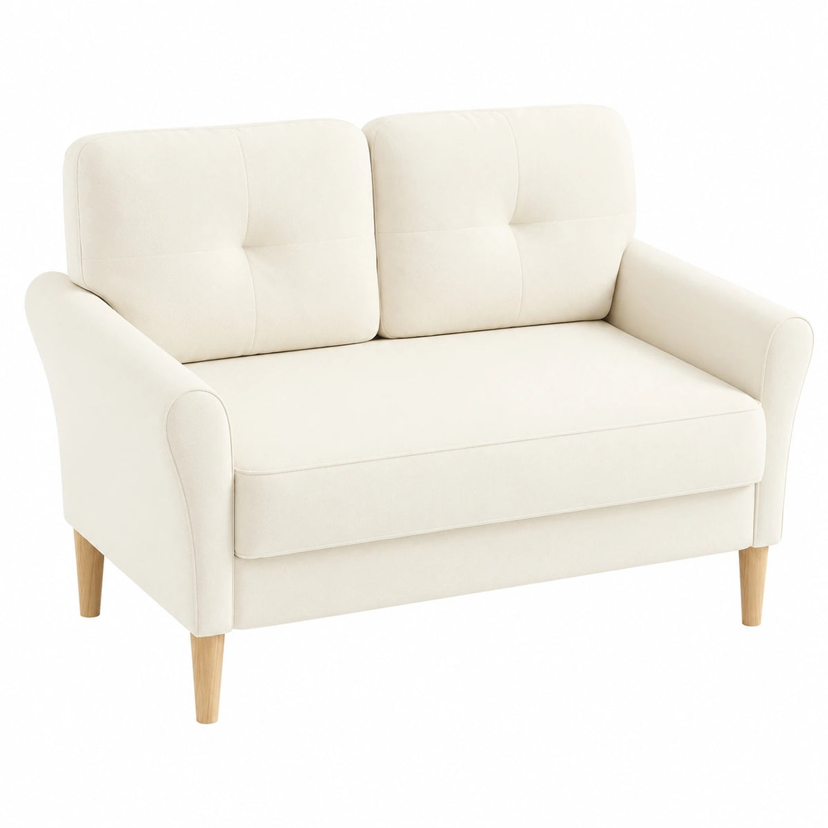 Kompaktes 2-Sitzer Sofa, Extra Tiefe, Werkzeugfreie Montage, Samt, Beige