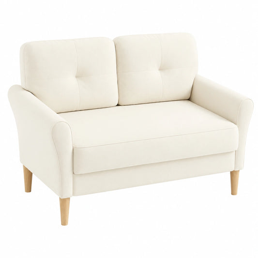 Kompaktes 2-Sitzer Sofa, Extra Tiefe, Werkzeugfreie Montage, Samt, Beige