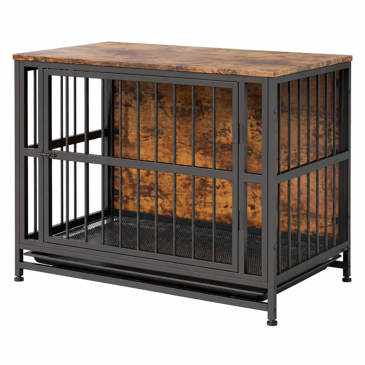Vielseitige Hundebox Möbelstück für Große Hunde, Indoor Hundehütte mit Doppeltüren und Herausnehmbarem Tablett