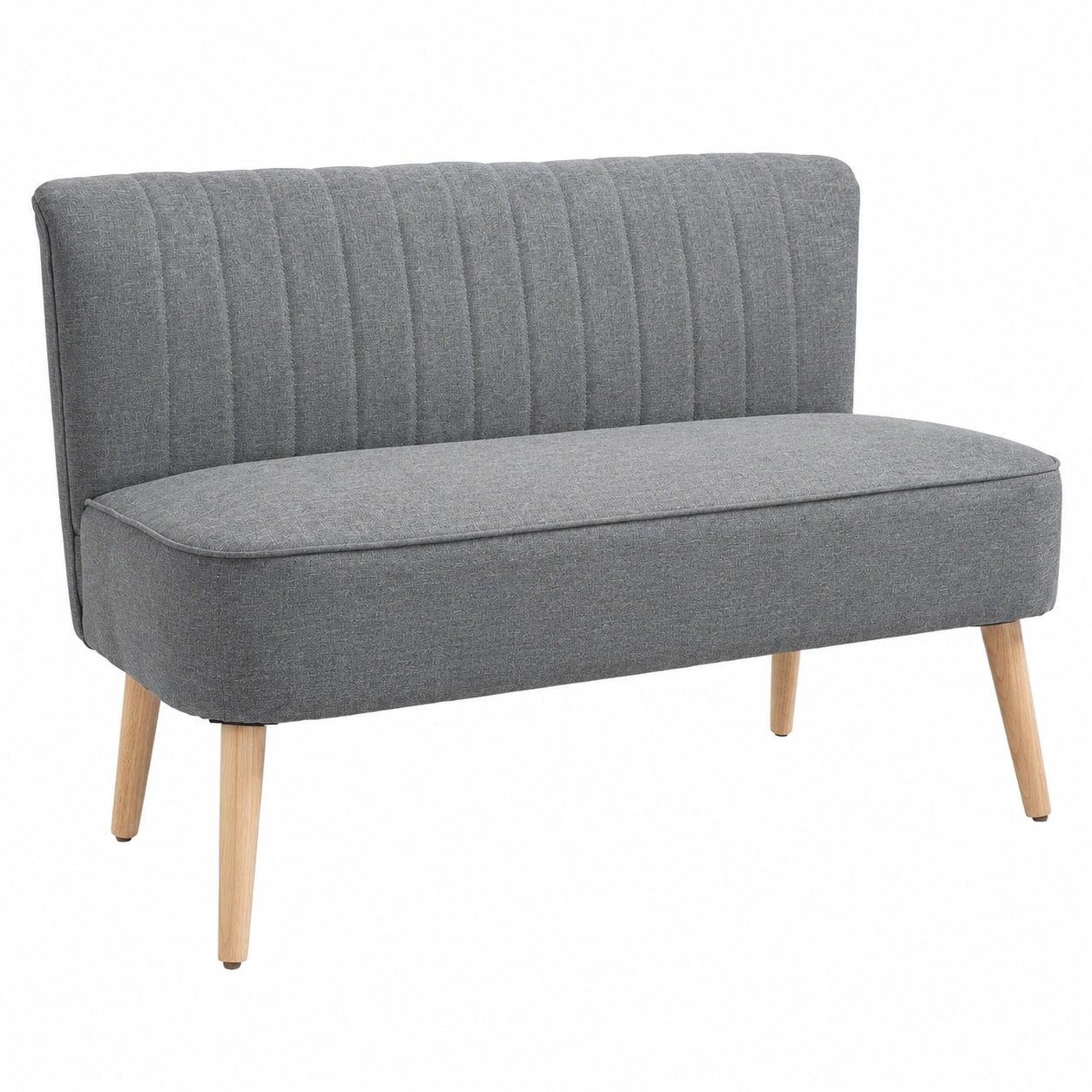 Moderner 2-Sitzer-Sofa in Leinenoptik für Wohnzimmer und Schlafzimmer, Grau